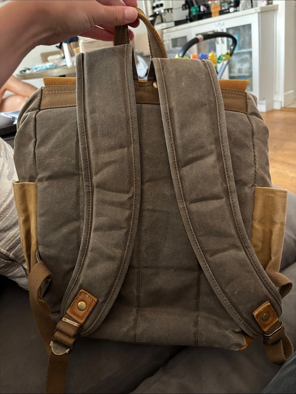 Canvas & Leather Rucksack Backpack in Brown and tan vintage *like* James Leather